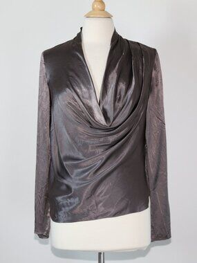 HALSTON SILK BLEND COWL NECK BOUSE SIZE 2